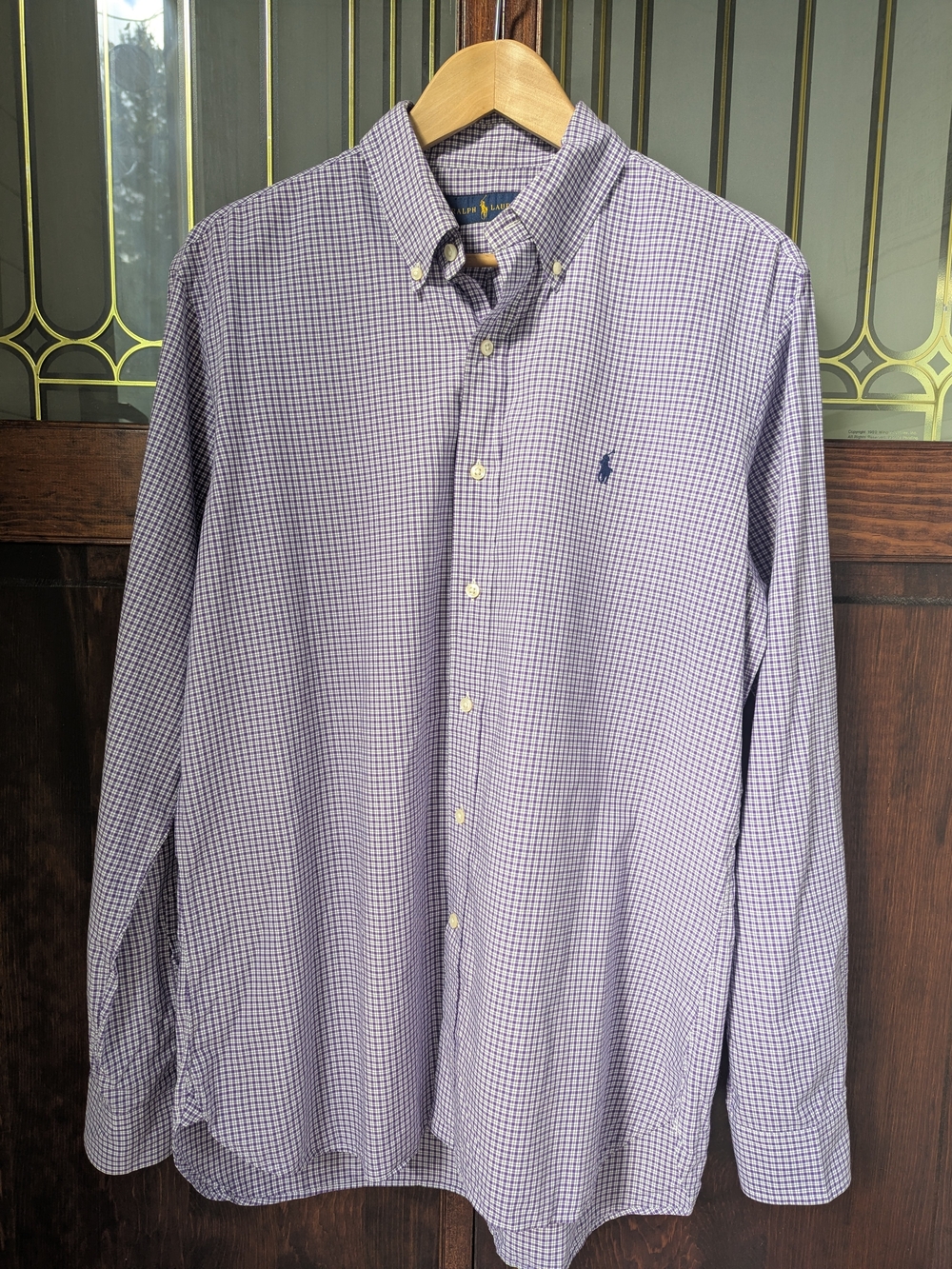 Ralph Lauren Purple and White Check Button-Down Shirt